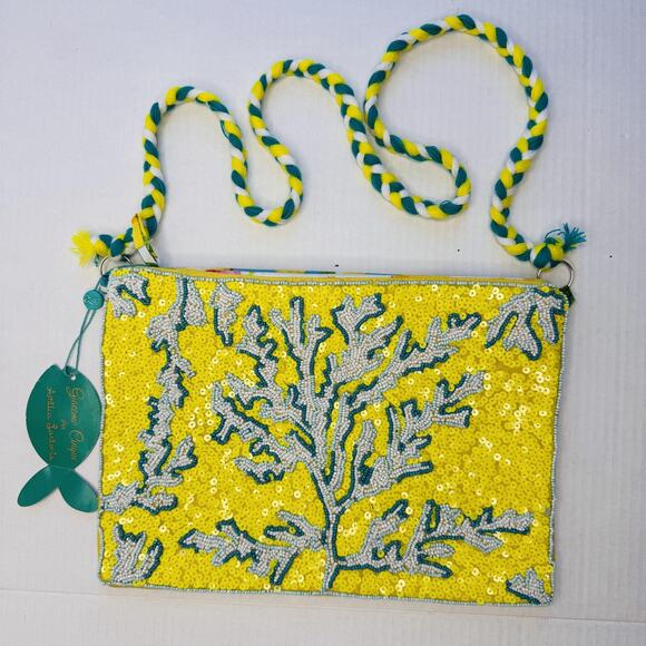 Antica Sartoria Handbags - Antica Sartoria Giacomo Cinque Crossbody Bag Sequin Beaded Coral Tropical NEW